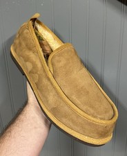 L.L. Bean Wicked Good Tan Brown Suede Shearling Slippers Men Size 11