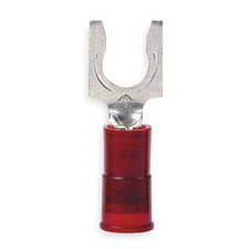 Fork Terminal, 6 Stud Size, 18 AWG, 600 V, Nylon Insulated, Red, Crimp