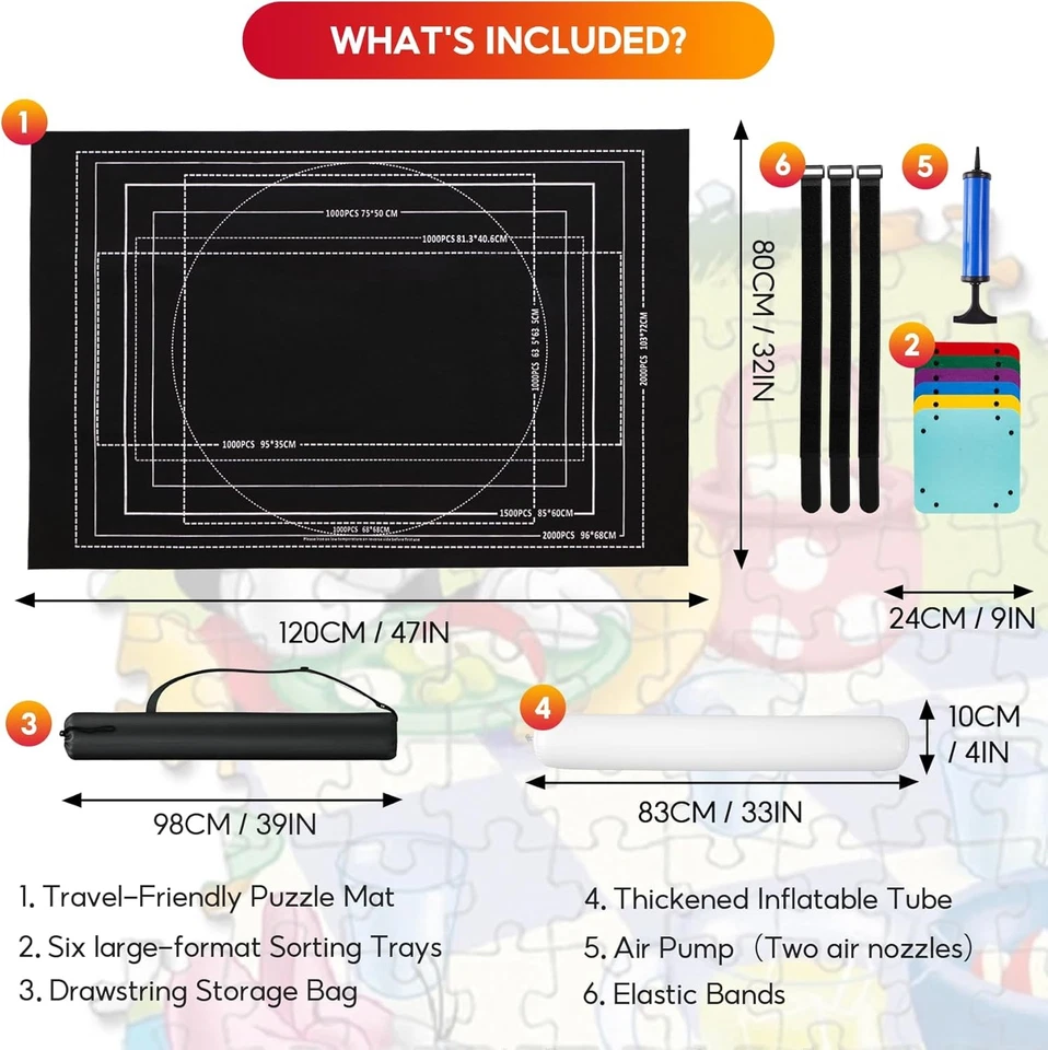 Rollo de alfombrilla de rompecabezas hasta 1000 1500 2000 piezas mesa portátil tablero de rompecabezas Ma Foto 4 de 4