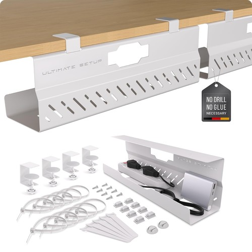 Under Desk Cable Management Tray no Drill – Wire Management - Cord Organizer ...