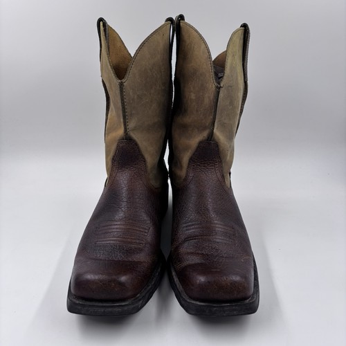 Ariat Rambler Men’s 10.5 D Boots Tan Brown Square Toe Western Cowboy Distressed - Picture 2 of 9