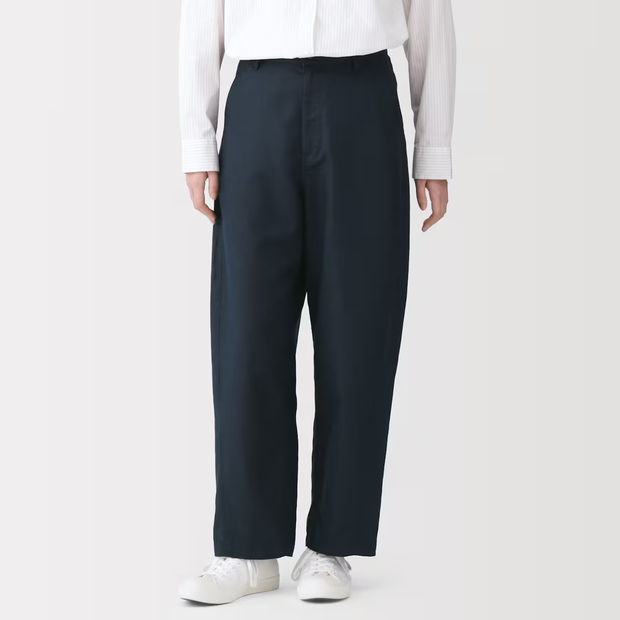 MUJI Womens Hemp Organic Cotton Twill Cocoon Pants Dark Navy FedEx