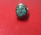 Vintage Native American Silver 925 Spider Web Turquoise Ring 28.4g Southwestern