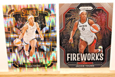 Jackie Young 2024 Select SILVER FLASH PRIZM & '22 FIREWORKS Las Vegas Aces WNBA