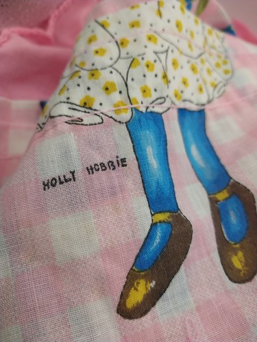 Vintage Holly Hobbie Girl Curtain Pink Ruffle Trim 42" X 60" Plus Valance - Picture 7 of 8