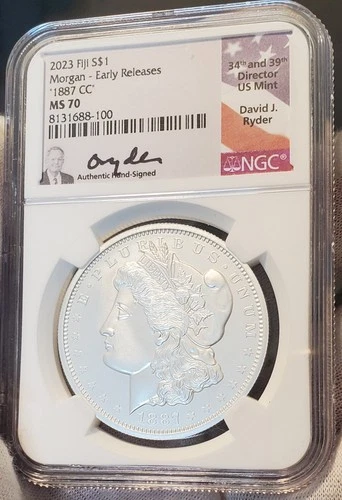 2023 Fiji NGC MS 70  "1887 CC"  .999 PURE SILVER BULLION MORGAN SILVER DOLLAR