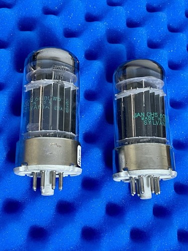 2 Sylvania 6080 WB Vacuum Tubes In Box Tested Double OO Halo Getter Copper Rods - Picture 2 of 7