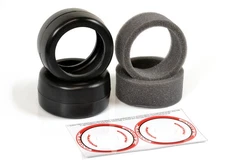 Exotek F1 Front Rubber Belted Tires w/Foams V2 38X Red Medium 2194