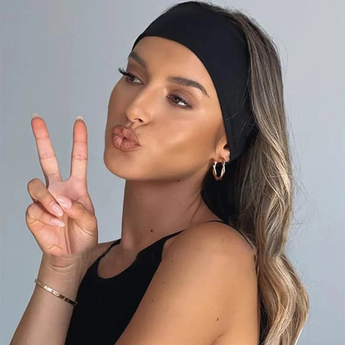 Damen Stirnband Turban Einfarbig Elastisch Haarbänder Yoga Haarband Mode - Bild 22 von 46