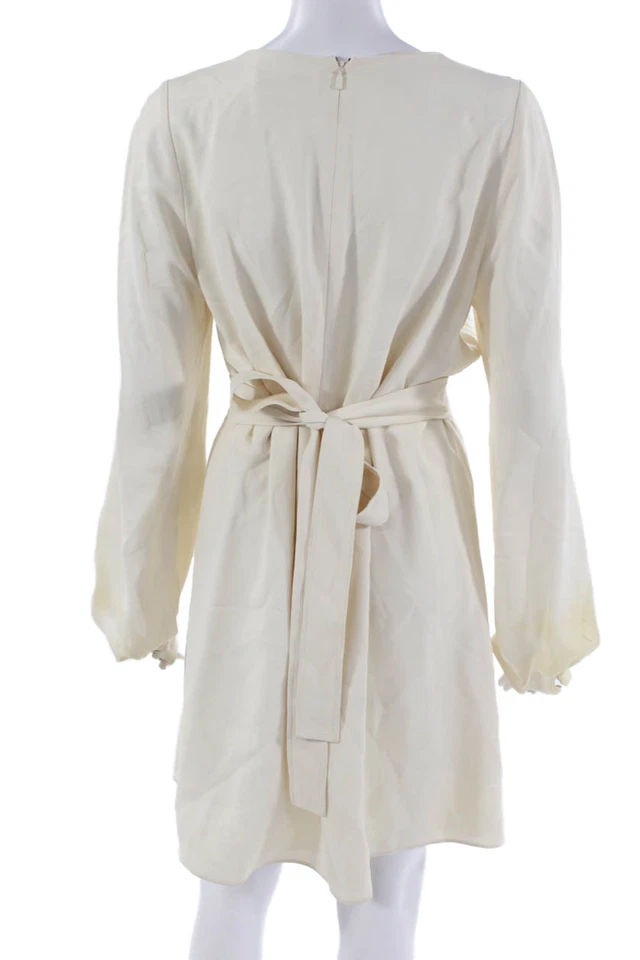 Mini Vestido Chloe Para Mujer Línea A Blanco Manga Larga Cuello Redondo Talla 4 Foto 3 de 4