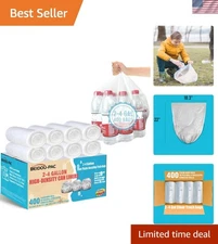 Sturdy 400 Count Clear Plastic Recycling Trash Bags - Leak-Proof 2-4 Gallon Size