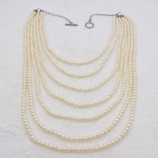 7 Layers High Quality Genuine White Freshwater Pearl Necklace Jewelry NK611