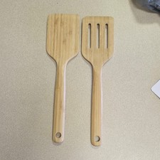 wooden spatula and turner set with handles solid brown kitchen utensil