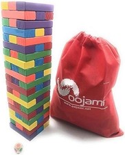 Oojami Wooden Tumbling Timber Toppling Stacking Board Games Building Blocks...