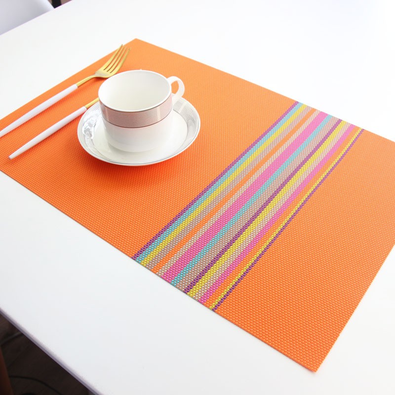 6pcs PVC Placemats Stripe Heat Resistant For Dining Table