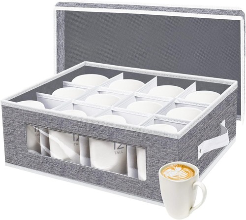 homyfort Mug Storage Box, China Containers 1 Count (Pack of 1), Grey