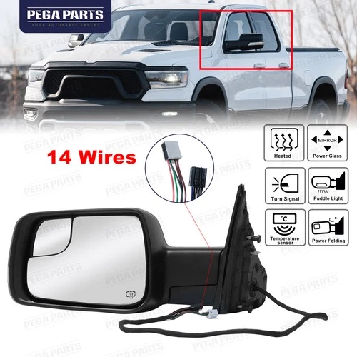 Mirror Heated Power Folding Driver Left Side For Ram 1500 2019-2024 68462769AB