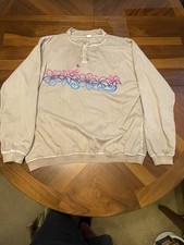 Crazy shirts Hawaiian Long Sleeve Pullover Sz Large Pockets Surfer Beach Coffe