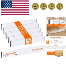 5 Pack Kitchen Drawer Dividers 2.36" High, 16"-22" Adjustable Drawer Organize...