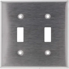 2-Gang Toggle Device Switch Wallplate, Standard Size, Device Mount, Stainless St