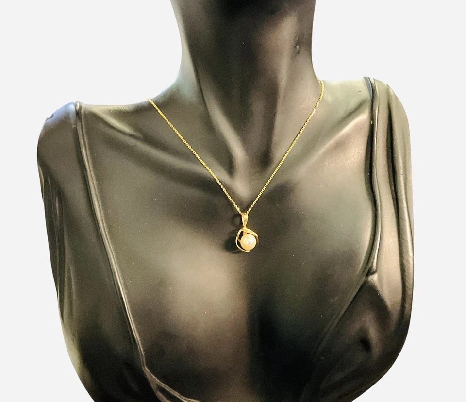 Collar de oro amarillo de 14k y perlas arte gema Moriarty Foto 2 de 4