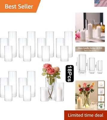 Elegant 18-Piece Clear Glass Candle Holders - Perfect for Weddings & Parties