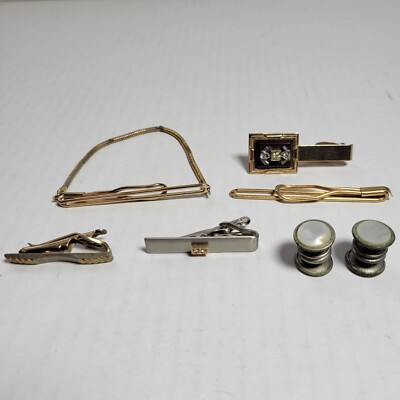 Lot of Vintage Tie Bar Clasp Clips Swank More Plus Eversnap Cufflinks