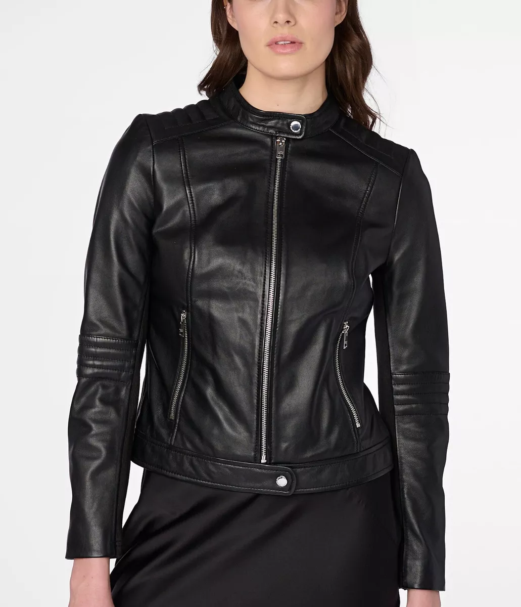 Womens Leather Jacket Genuine Real Lambskin 100% Handmade Pure Biker Slim  Coat | eBay