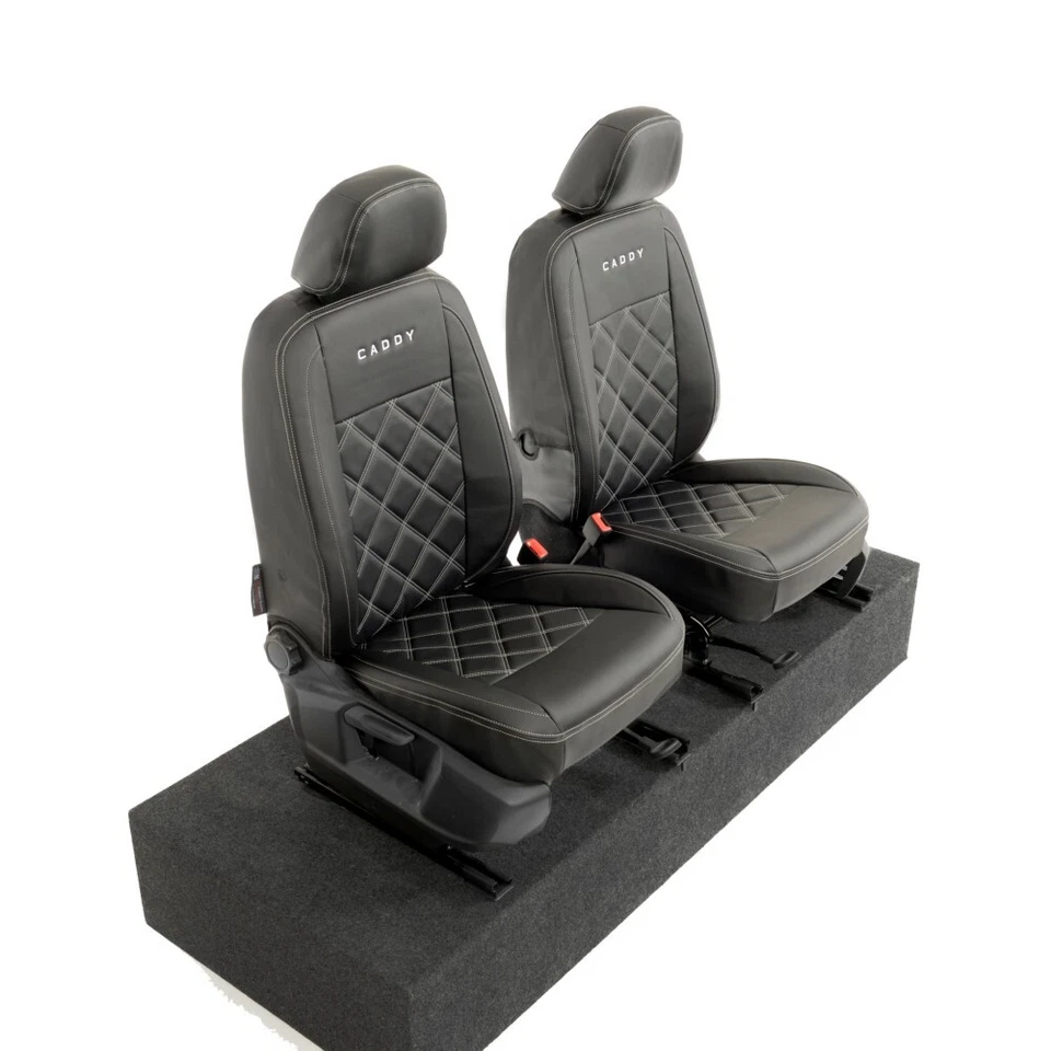 VW CADDY FRONT SEAT COVERS LEATHERETTE WITH 'CADDY' EMBROIDERY (2021 ON) 891 - Image 3 of 4