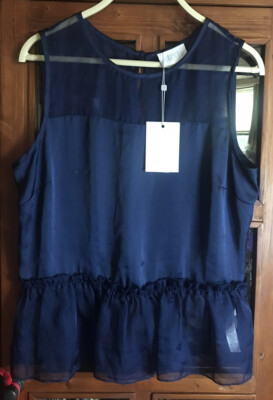Savida Women's Navy Blue Sleeveless Blouse/Tank Top Size 8 NWT