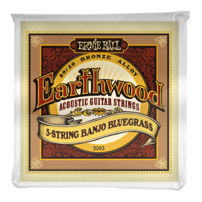 Ernie Ball 2063 Earthwood 80/20 Bronze Banjo Strings; 5-String Bluegrass 9-20