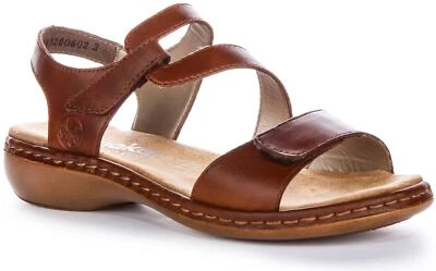 Rieker 659C7-24 Sandale En Cuir Pour Femmes À Boucle À Crochets Marron EU 36-42 - Photo 1/4