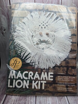 1976 Vintage LION Macrame Kit by Leisure Home Parties Unopened NOS Wall Decor