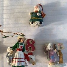 Christmas Tree Ornaments 4Pc Figures Vintage Miniature Decorations Mini