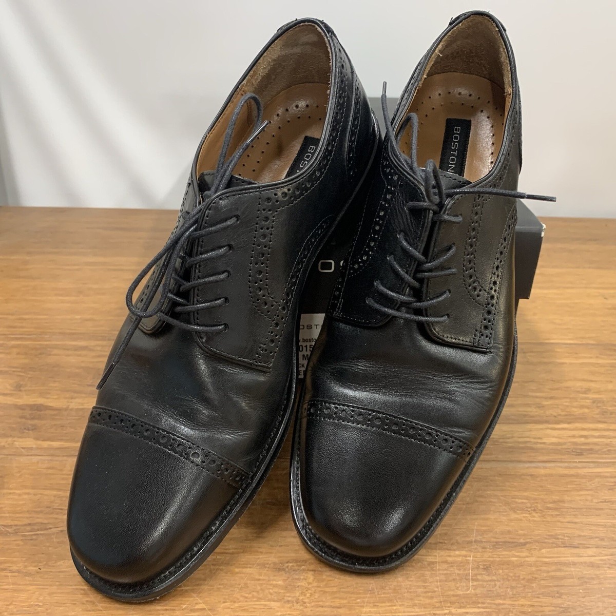 Bostonian Cap Toe Men's Dress Shoes Black Fremont Lace Up Size 8 D