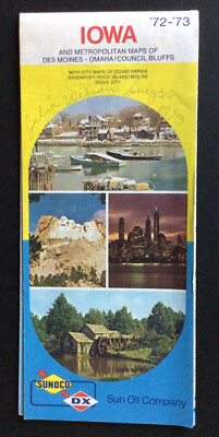 1972-73 Sunoco oil travel highway road map of Iowa #34