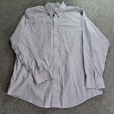 Brooks Brothers Shirt Mens Size 17/35 Blue White Check Button Down Long Sleeve