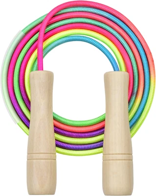 LVZONGXIN Springseil Kinder 260cm verstellbar mit Holzgriff Seilspringen Jungen Mädchen