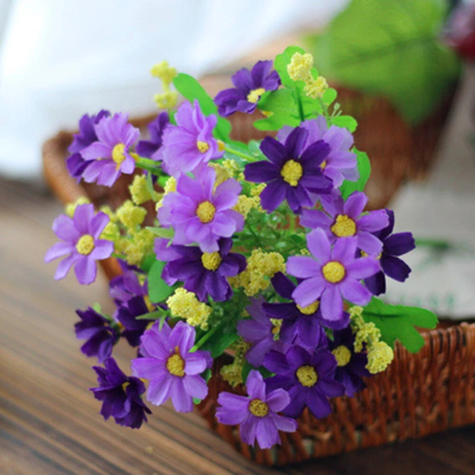 Flor de plástico flor artificial margaritas falsas flor seda 28 cabezas Foto 3 de 4