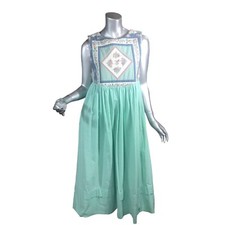 Vintage Handmade Cottage Core Dress Women's Small Medium Midi Dress Mint Green P