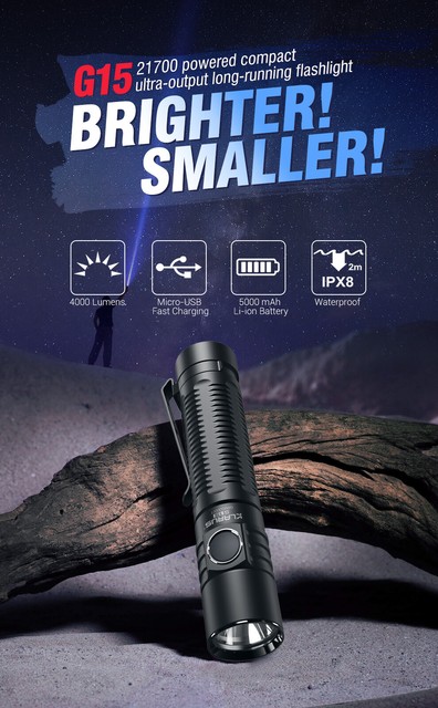 Klarus G15 4000 Lumens 188 meter 21700 battery Rechargeable EDC Flashlight RK10168 Klarus G15 4000 Lumens 188 meter 21700 battery Rechargeable EDC Flashlight RK10168