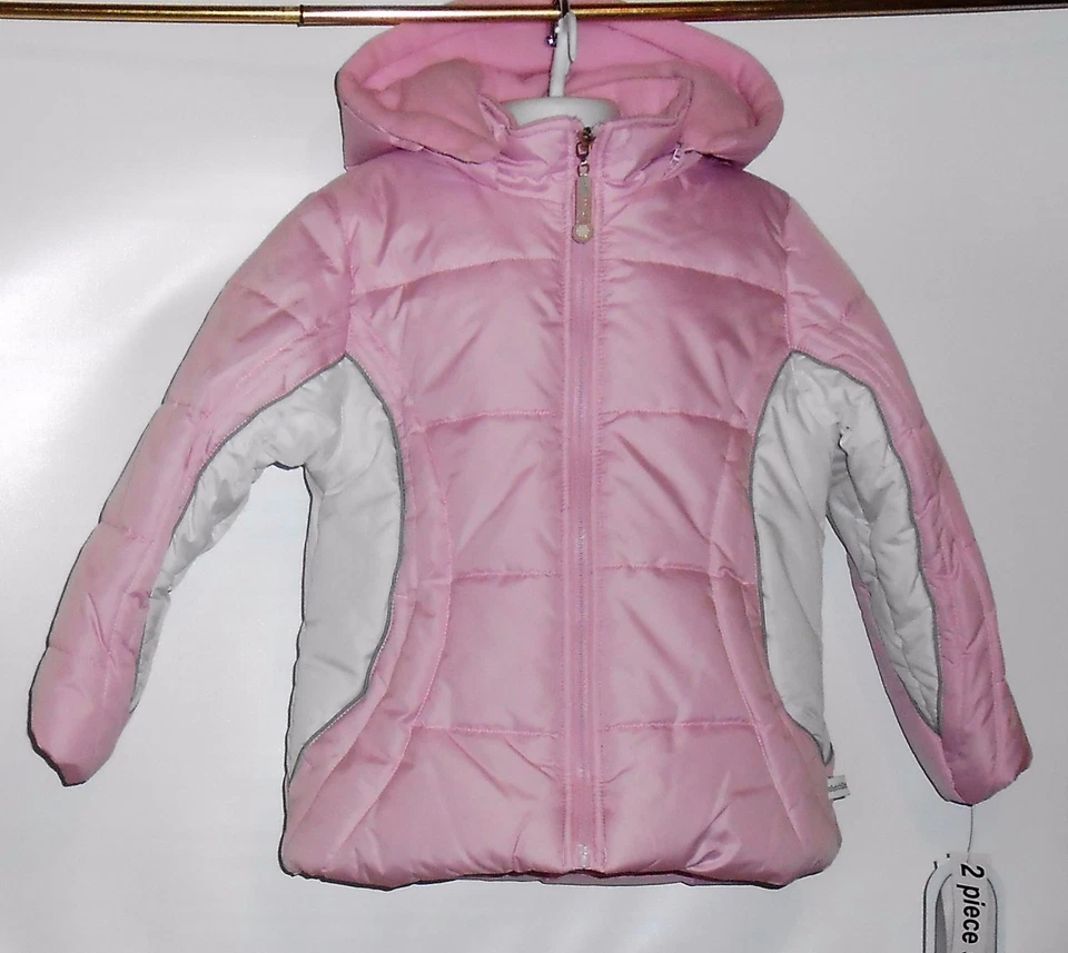 Rothschild Girls Hooded Colorblock Winter Jacket Parka & Fleece Scarf M/5-6 NWT - Image 2 of 3