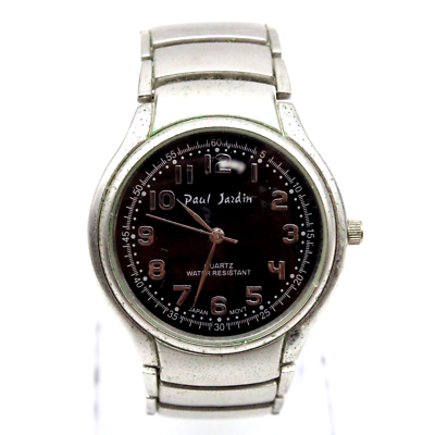 Vintage Paul Jardin Watch Mens Silver Tone Stainless Steel Classic