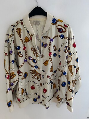 Royal Print Vintage Mehrfarbig Reißverschluss Jacke Strickjacke One Size Plus