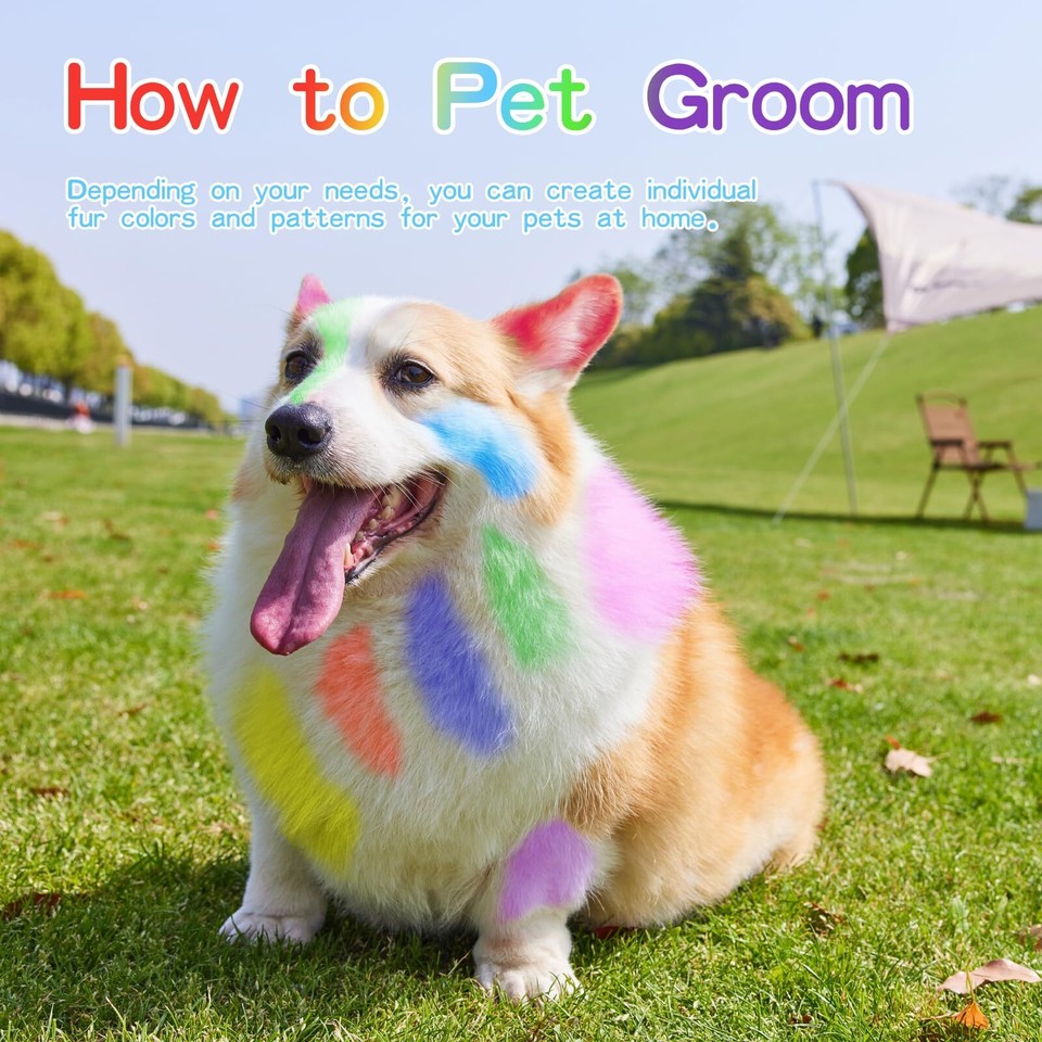 12 Pack Dog Hair Color Dye Temporary Vibrant Colors Dog Safe Paint Non