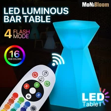 29"H Hexagonal LED Light Up Accent Side Table Club Color Changing Pub Bar Table