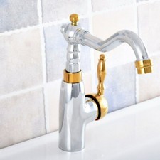 Polished Gold Silver Swivel Bathroom Basin Faucet Single Handle Hole Mixer Tap