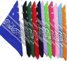 Multicolor Soft Cotton Head Wrap,Scarf,Headband, Mask, Paisley Print Pack Of 12