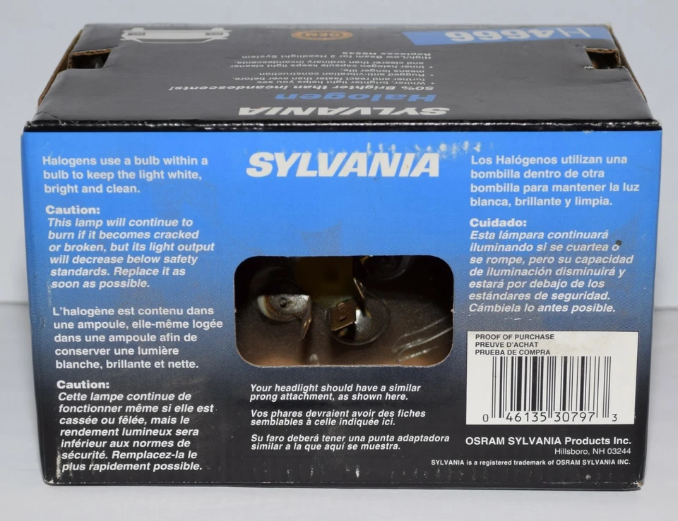 Faro halógeno sellado Sylvania H4666 haz alto/bajo nuevo en caja sellada Foto 2 de 3