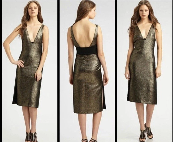 diane von furstenberg metallic gold silk layla dress Diane Von Furstenberg Ballerina Wrap Dress